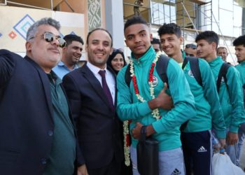 استقبال رسمي لمنتخب الناشئين بطل غرب آسيا بمطار عدن دولي