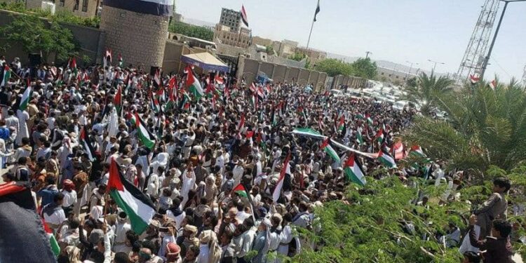 تظاهرات حاشدة  تضامناً مع الشعب الفلسطيني ورفضاً لجرائم الإحتلال