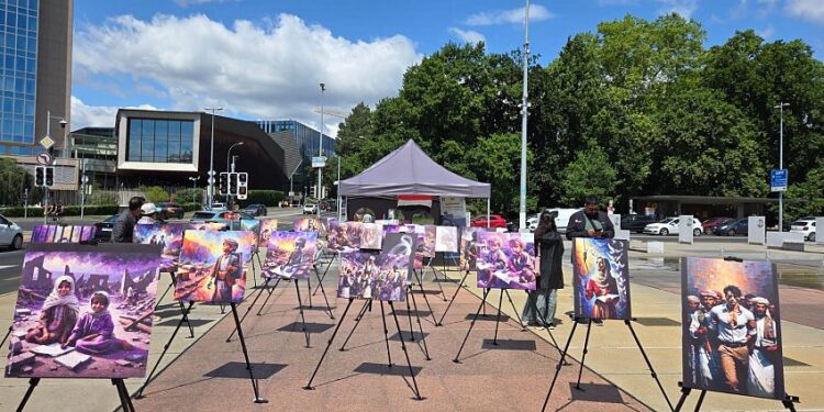 اختتام ‏معرض تشكيلي في جنيف يجسد عمق المأساة الإنسانية في اليمن