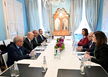 العليمي يبحث  مع رئيس وزراء لبنان جهود استعادة مؤسسات الدولة