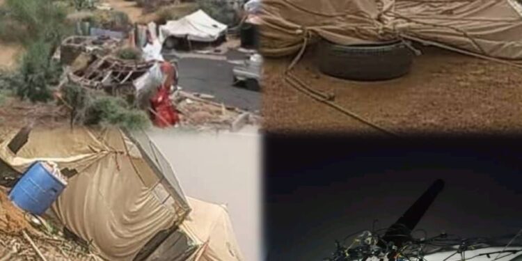 تضرر 1370 أسرة نازحة في الجوف جراء المنخفض الجوي والعواصف