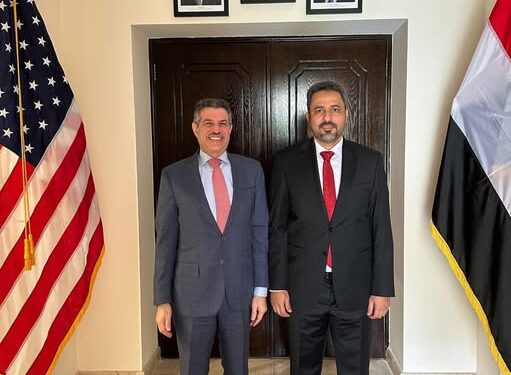 محافظ لحج  يبحث مع السفير الأمريكي  سبل التعافي في المحافظة