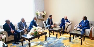 العليمي يبحث  مع الرئيس الصومالي جهود مكافحة الارهاب والمليشيات المسلحة