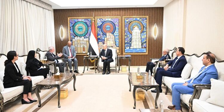 العليمي يؤكد التزام الدولة بتوفير كافة سبل الحماية والتسهيلات لمجتمع العمل الانساني