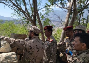لجنة وزارة الدفاع تتفقد المقاتلين في جبهة الدفاع الجوي والمنفذ الشرقي لتعز